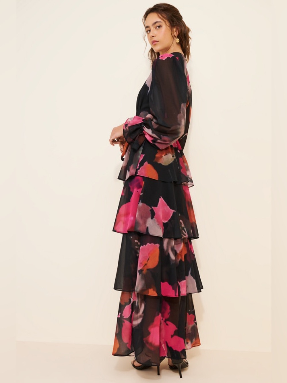 Hutch Bardot Tiered Maxi Dress